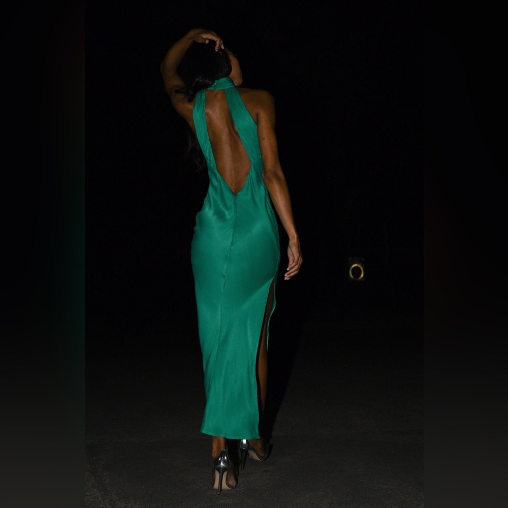 Claire Satin Drape Back Maxi Dress - Picture 6 of 14